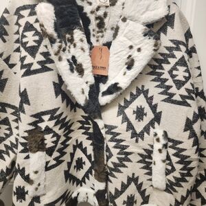 Black and White Aztec Teddy Jacket